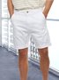 Plain Summer Linen Lightweight No Elasticity Loose Cotton Shorts H-Line Casual Pants for Men