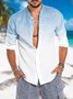 Ombre Summer Linen Stand Collar No Elasticity Regular Fit Long sleeve H-Line Regular Size shirts for Men