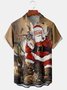 Men's New Santa Print Casual Breathable Hawaiian Short Sleeve Shirt