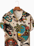 Mens Hawaiian Art Tattoo Print Camp Collar Loose Short Sleeve Funky Hawaiian Shirts