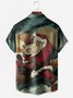 Men's Santa Print Moisture Wicking Fabric Fashion Lapel Short Sleeve Hawaiian Shirt