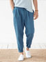 Casual Plain Summer No Elasticity Household Loose Buttons Long H-Line Casual Pants for Men