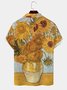 Mens Vincent Van Gogh Sunflowers Art Painting Print Camp Collar Loose Short Sleeve Funky Hawaiian Shirts