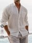 Plain Summer Linen Holiday Open Front Bamboo H-Line Shirt Collar Regular Size shirts for Men