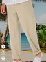 Casual Plain Summer Polyester Daily Loose Ankle Pants H-Line Regular Casual Pants for Men