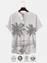 Men Summer Coconut Tree Vacation Lightweight No Elasticity Loose Short sleeve Crew Neck H-Line shirts