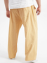 Men Casual Plain Autumn Micro-Elasticity Daily Loose Straight pants Long H-Line Casual Pants