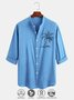 Men Summer Coconut Tree Vacation Polyester Stand Collar Long sleeve H-Line Regular Regular Size shirts