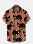 Men Casual Summer Halloween Polyester Micro-Elasticity Vacation Buttons Short sleeve H-Line shirts