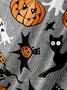 Men's Halloween Element Pumpkin Cat Graphic Print Short Sleeve Shirt