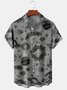 Men's Line Cosmic Print Casual Breathable Hawaiian Short Sleeve Shirt