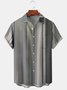 Men's Geometric Stripe Print Casual Short Sleeve Shirt with Chest Pocket