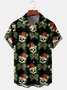 Men's New Christmas Skull Print Casual Breathable Hawaiian Short Sleeve Shirt
