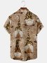 Casual Festive Collection Retro Christmas Gnome Element Pattern Lapel Short Sleeve Shirt Print Top