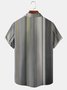 Men's Geometric Stripe Print Casual Short Sleeve Shirt with Chest Pocket