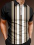 Casual Art Collection Geometric Striped Color Block Pattern Lapel Short Sleeve Polo Print Top