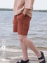 Cotton Linen Style American Casual Basic Versatile Linen Shorts