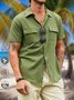 Men Plain Summer Linen Lightweight No Elasticity Buttons Short sleeve Cotton H-Line shirts