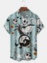 Mens Halloween Print Front Buttons Soft Breathable Chest Pocket Casual Hawaiian Shirts