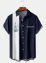 Mens Guitar Print Front Buttons Soft Breathable Chest Pocket Casual Bowling Shirts