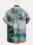 Men Casual Summer Coconut Tree Polyester Lightweight Micro-Elasticity Regular Shirt Collar Regular Size shirts