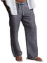 Plain Summer Linen No Elasticity Cotton Long H-Line Regular Regular Size Casual Pants for Men