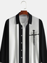 Mens Saint Cross Print Front Buttons Soft Breathable Chest Pocket Casual Bowling Shirts
