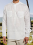 Net based leisure long-sleeved shirt color cotton and linen style