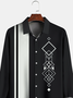 Mens Geo Print Front Buttons Soft Breathable Chest Pocket Casual Bowling Shirts