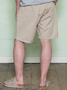 Casual Plain Summer Natural No Elasticity Daily Cotton Shorts H-Line Casual Pants for Men