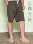 Men Casual Plain Summer No Elasticity Commuting Cotton Shorts H-Line Others Casual Pants