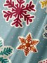Casual Style Holiday Series Retro Christmas Snowflake Element Pattern Lapel Short-Sleeved Shirt Print Top