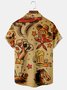 Casual Culture Collection Retro Western Cowboy Horse Element Pattern Lapel Short Sleeve Shirt Print Top