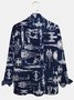 Men's Spacecraft Collection Casual Long Sleeve Hawaiian Shirt with Chest Pocket