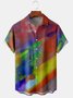 Men's Casual Oil Painting Print Front Button Soft Breathable Chest Pocket Casual Hawaiian Shirt