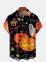 Men's Casual Halloween Print Front Button Soft Breathable Chest Pocket Casual Hawaiian Shirt