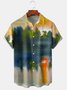 Men's Casual Painting Front Button Soft Breathable Chest Pocket Casual Hawaiian Shirt