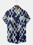 Men's Casual Geometric Print Front Button Soft Breathable Chest Pocket Casual Hawaiian Shirt