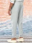 Cotton and Linen Plain Hawaiian Casual Trousers