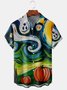 Men's Halloween Art Painting Print Casual Breathable Hawaiian Short Sleeve Shirt