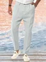 Cotton and Linen Plain Hawaiian Casual Trousers