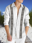 Cotton and linen style stripe printed comfortable flax long sleeve shirts
