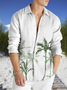 Cotton plants coconut tree printing style Hawaii comfortable flax long sleeve shirts