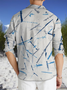 Cotton and linen style geometry line printing comfortable flax long sleeve shirts