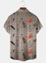Casual Art Collection Mid-Century Retro Stripes Geometric Color Block Pattern Lapel Short Sleeve Shirt Print Top