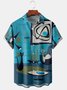 Mens Mid Century Print Front Buttons Soft Breathable Chest Pocket Casual Hawaiian Shirts