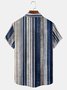 Casual Art Collection Striped Geometric Color Block Pattern Lapel Short Sleeve Shirt Print Top