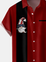 Mens Christmas Print Anti-Wrinkle Moisture Wicking Short Sleeve Shirt Hawaiian Lapel Top