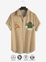 Printed cotton and linen style Christmas comfortable linen shirts with short sleeves