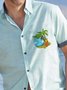 Summer Coconut Tree Linen Lightweight Regular Fit Buttons Short sleeve Shirt Collar Regular Size shirts for Men